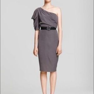 BCBG M mulberry mist grey one shoulder dress